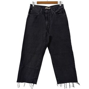 Levi's‎ 94 Baggy Jeans Womens Sz 28 Black Cut Off 23.5" Inseam Streetwear Modern